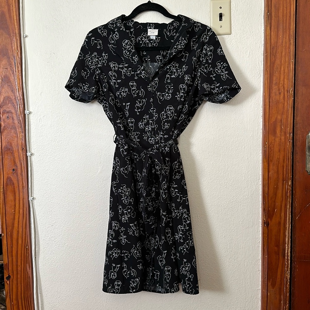 A New Day Abstract Faces Shirt Dress
